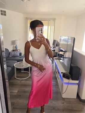 Pink Ombre Slip Dress Satin